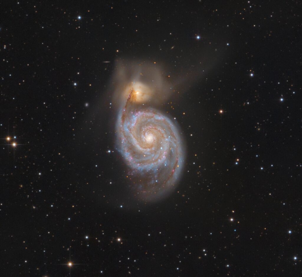 Galaxie M51, die am Beobachtungsabend ebenfalls durch ein Teleskop betrachtet werden kann - © Jochem Maas